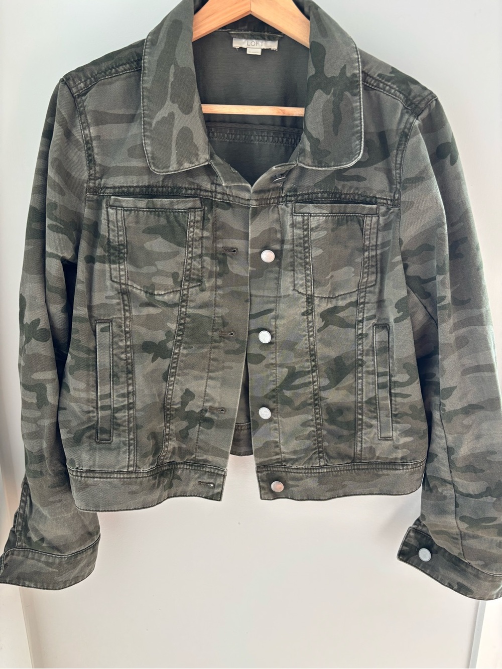 LOFT Olive Green Camo Jean Jacket